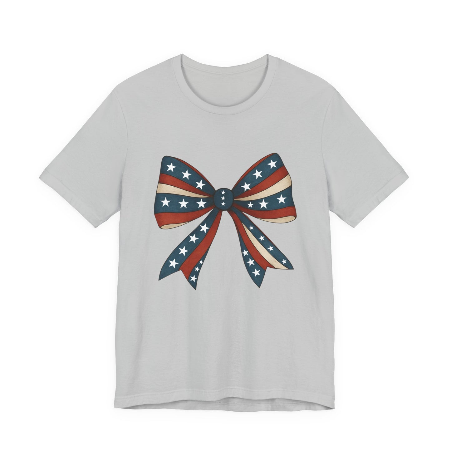 Patriotic Bow Tee, USA Flag Shirt, Independence Day Gift, Casual Summer Wear, Unisex Graphic Tee, Patriotic Tee, Fourth of July Shirt,