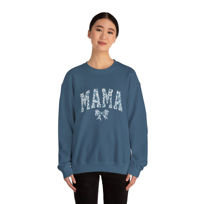 Mama Sweatshirt, Blue Ribbon Shirt, Mothers Day Gift, Aesthetic Gift Mom, Chinoiserie Shirt, Mama Leoprad Shirt, Momgifttee, Blue Mama Shirt