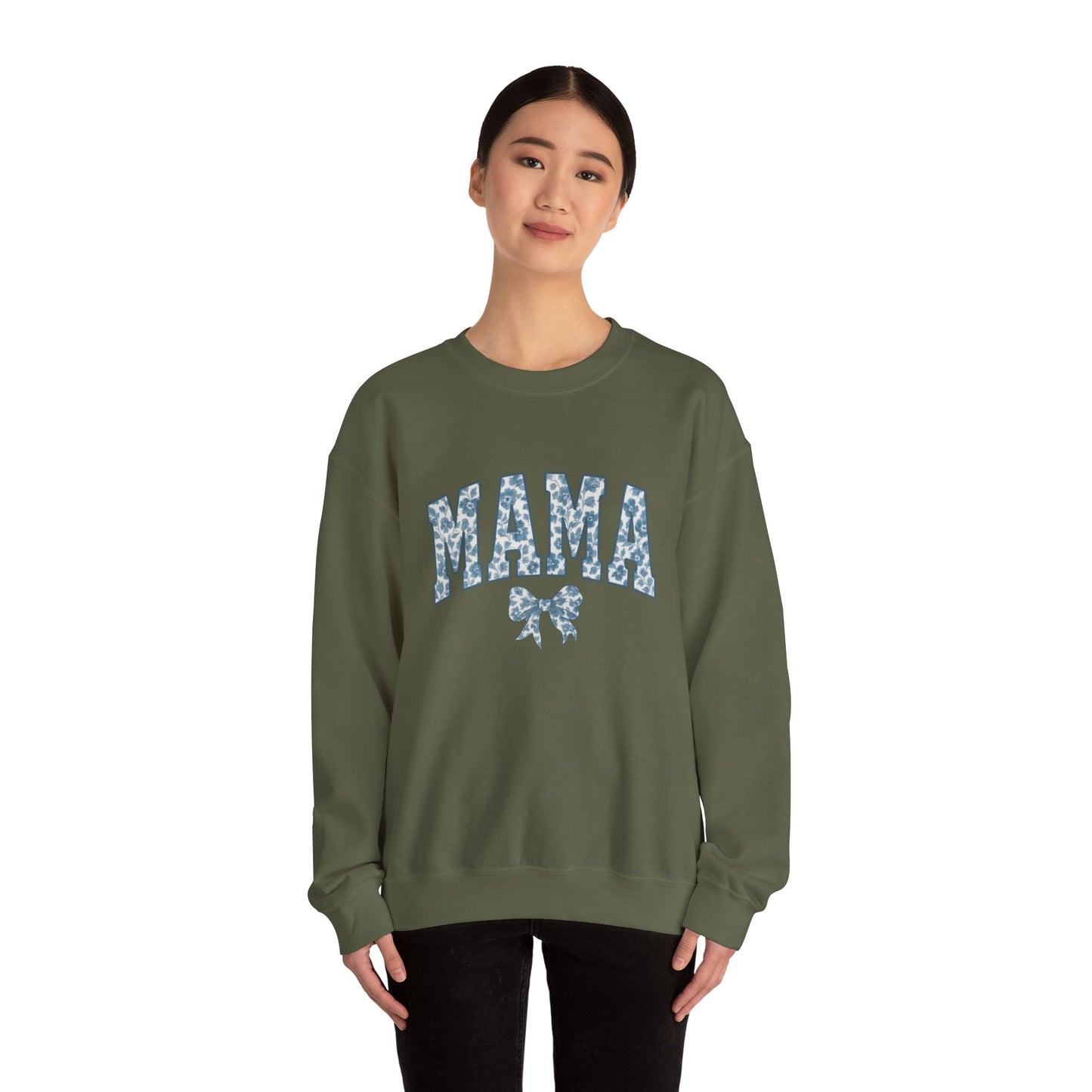 Mama Sweatshirt, Blue Ribbon Shirt, Mothers Day Gift, Aesthetic Gift Mom, Chinoiserie Shirt, Mama Leoprad Shirt, Momgifttee, Blue Mama Shirt