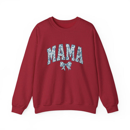 Mama Sweatshirt, Blue Ribbon Shirt, Mothers Day Gift, Aesthetic Gift Mom, Chinoiserie Shirt, Mama Leoprad Shirt, Momgifttee, Blue Mama Shirt