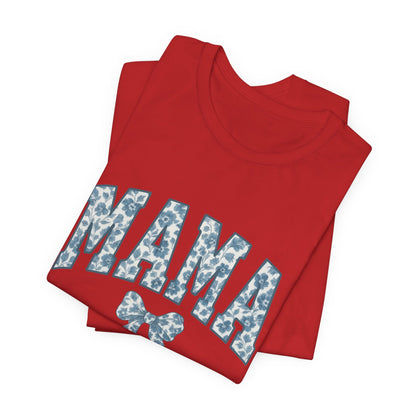 Mama Unisex Jersey Tee, Mother's Day Gift, Mom Shirt, Blue Ribbon Chinoiserie Mama Leoprad Shirt, Womens Tees Mama