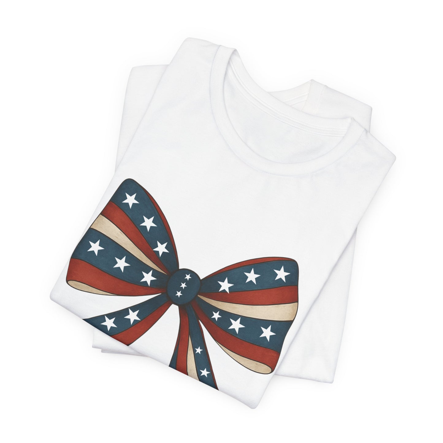 Patriotic Bow Tee, USA Flag Shirt, Independence Day Gift, Casual Summer Wear, Unisex Graphic Tee, Patriotic Tee, Fourth of July Shirt,
