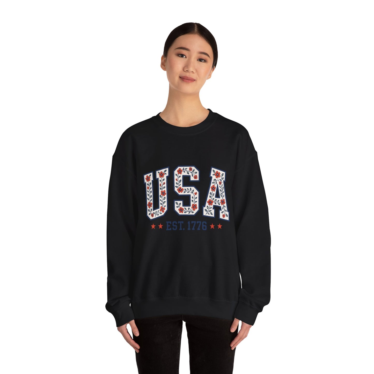 USA July 4th Unisex Sweatshirt, Patriotic Crewneck Pullover, Independence Day Apparel, American Flag Jumper, Fourth of July Gift, Red White