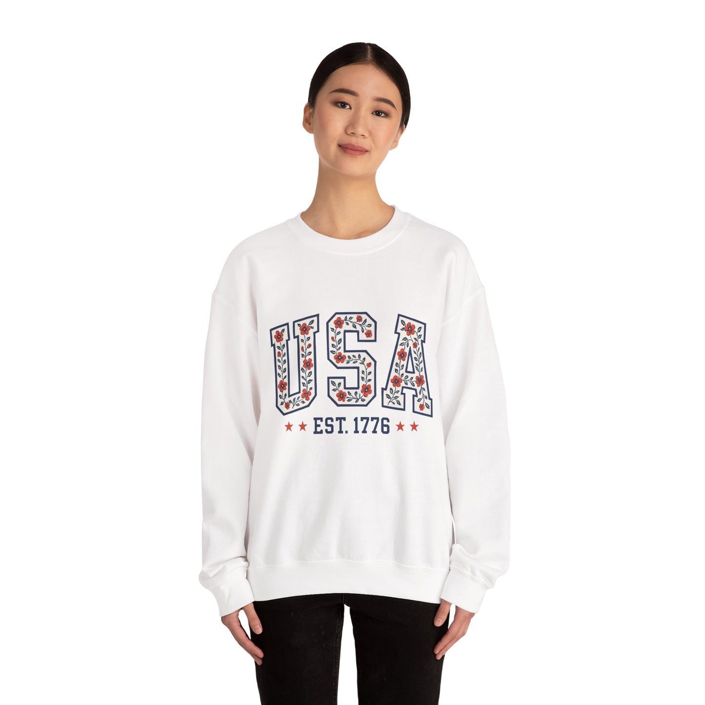 USA July 4th Unisex Sweatshirt, Patriotic Crewneck Pullover, Independence Day Apparel, American Flag Jumper, Fourth of July Gift, Red White