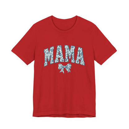 Mama Unisex Jersey Tee, Mother's Day Gift, Mom Shirt, Blue Ribbon Chinoiserie Mama Leoprad Shirt, Womens Tees Mama
