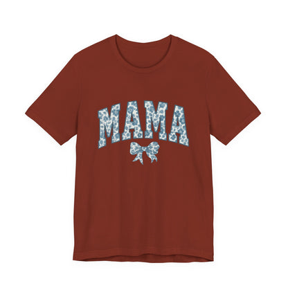 Mama Unisex Jersey Tee, Mother's Day Gift, Mom Shirt, Blue Ribbon Chinoiserie Mama Leoprad Shirt, Womens Tees Mama