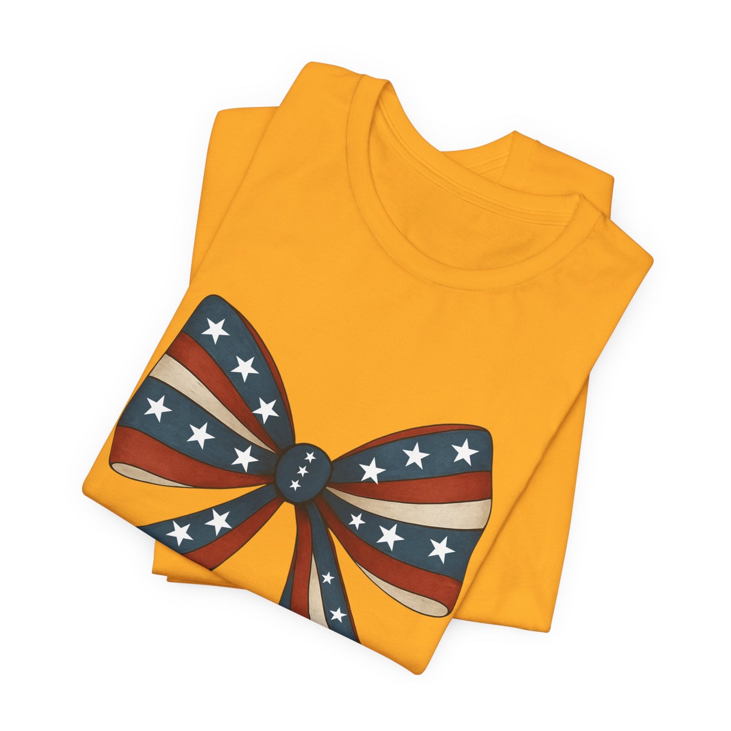 Patriotic Bow Tee, USA Flag Shirt, Independence Day Gift, Casual Summer Wear, Unisex Graphic Tee, Patriotic Tee, Fourth of July Shirt,