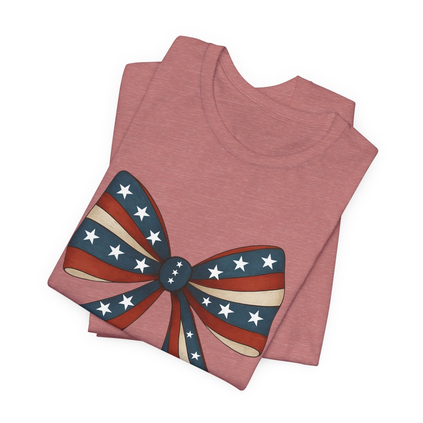 Patriotic Bow Tee, USA Flag Shirt, Independence Day Gift, Casual Summer Wear, Unisex Graphic Tee, Patriotic Tee, Fourth of July Shirt,