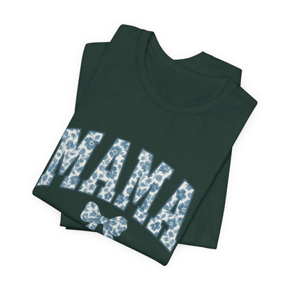 Mama Unisex Jersey Tee, Mother's Day Gift, Mom Shirt, Blue Ribbon Chinoiserie Mama Leoprad Shirt, Womens Tees Mama