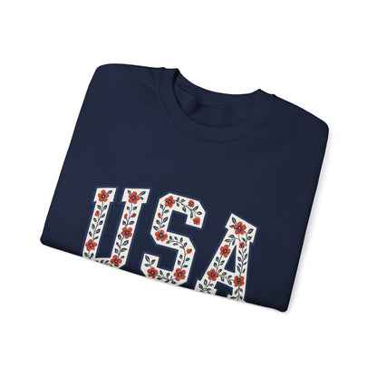USA July 4th Unisex Sweatshirt, Patriotic Crewneck Pullover, Independence Day Apparel, American Flag Jumper, Fourth of July Gift, Red White