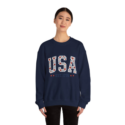 USA July 4th Unisex Sweatshirt, Patriotic Crewneck Pullover, Independence Day Apparel, American Flag Jumper, Fourth of July Gift, Red White