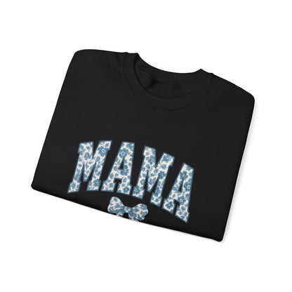 Mama Sweatshirt, Blue Ribbon Shirt, Mothers Day Gift, Aesthetic Gift Mom, Chinoiserie Shirt, Mama Leoprad Shirt, Momgifttee, Blue Mama Shirt