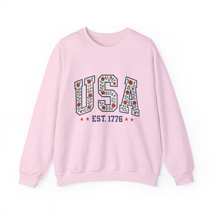 USA July 4th Unisex Sweatshirt, Patriotic Crewneck Pullover, Independence Day Apparel, American Flag Jumper, Fourth of July Gift, Red White