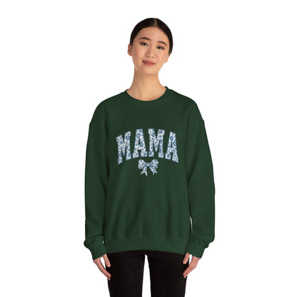 Mama Sweatshirt, Blue Ribbon Shirt, Mothers Day Gift, Aesthetic Gift Mom, Chinoiserie Shirt, Mama Leoprad Shirt, Momgifttee, Blue Mama Shirt