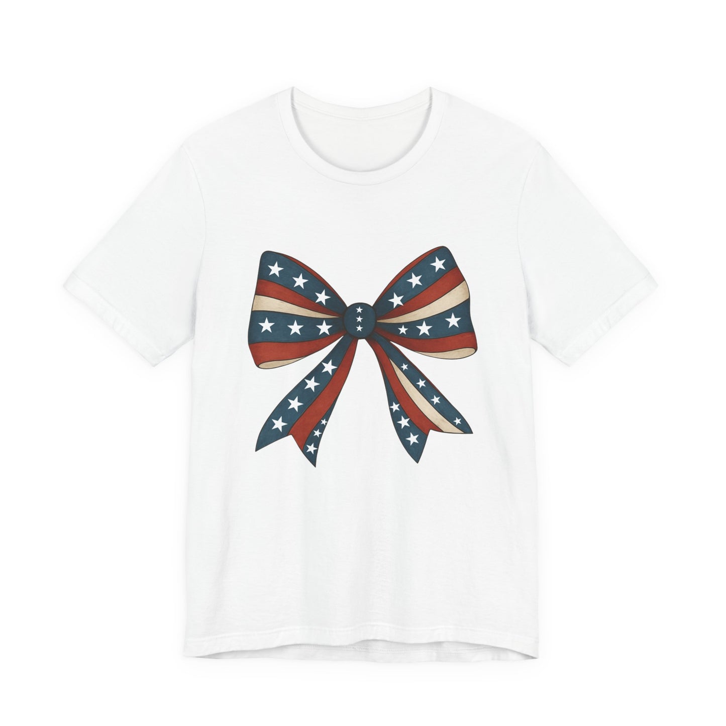 Patriotic Bow Tee, USA Flag Shirt, Independence Day Gift, Casual Summer Wear, Unisex Graphic Tee, Patriotic Tee, Fourth of July Shirt,