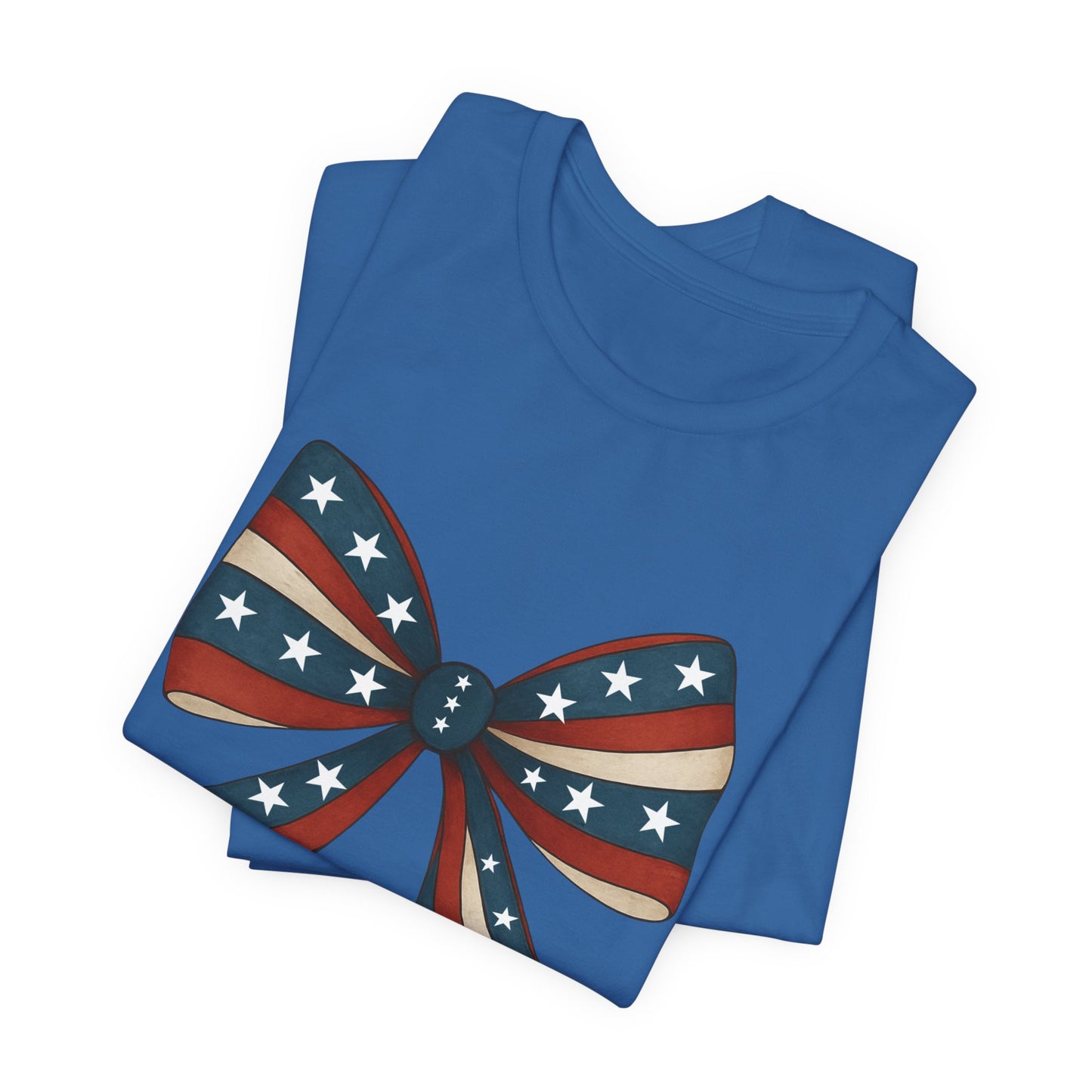 Patriotic Bow Tee, USA Flag Shirt, Independence Day Gift, Casual Summer Wear, Unisex Graphic Tee, Patriotic Tee, Fourth of July Shirt,