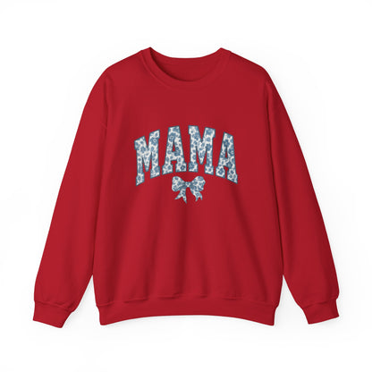 Mama Sweatshirt, Blue Ribbon Shirt, Mothers Day Gift, Aesthetic Gift Mom, Chinoiserie Shirt, Mama Leoprad Shirt, Momgifttee, Blue Mama Shirt
