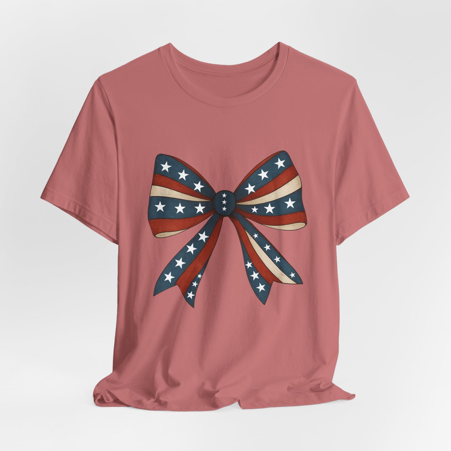 Patriotic Bow Tee, USA Flag Shirt, Independence Day Gift, Casual Summer Wear, Unisex Graphic Tee, Patriotic Tee, Fourth of July Shirt,